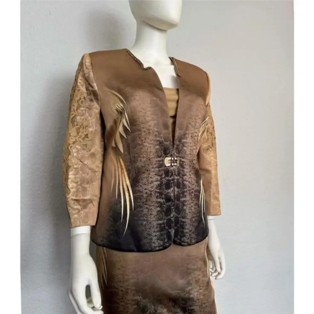 NWT Satin Skirt‎ Suit 3Pc Set Blazer/Top/Skirt Formal Lined Long Sleeves